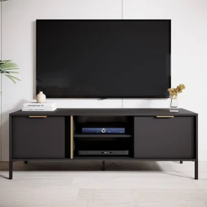 Begrenztes Angebot RTV Schrank Golden 153 cm anthrazit modernes Design ideal für Innenräume im industriellen Stil goldene Kante Griff gibt Eleganz