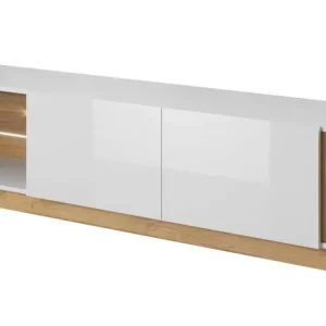 Garantierte Lieferung TV Schrank Adria 187 cm glänzend weiß / Eiche grandson modernes Design und griffloses Türöffnungssystem