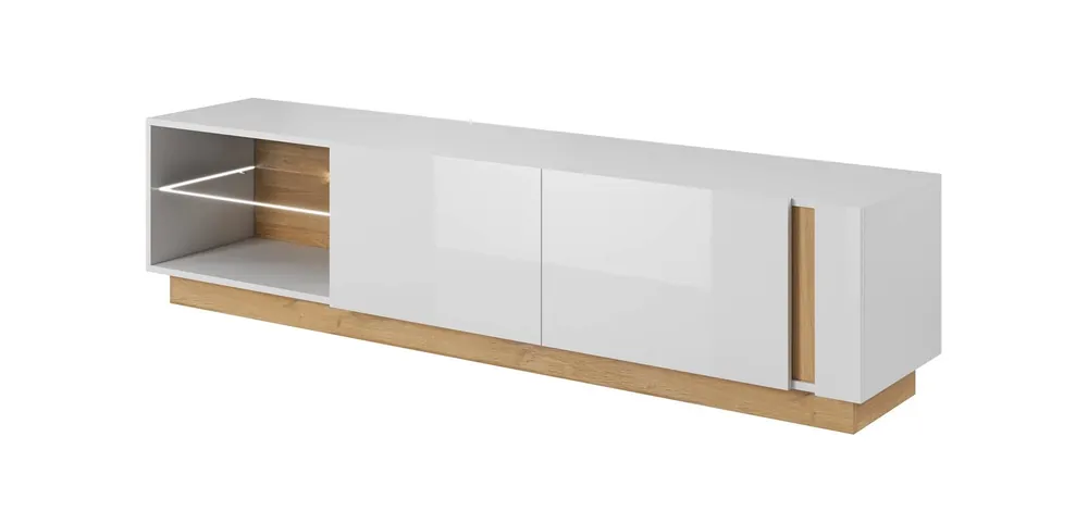 Garantierte Lieferung TV Schrank Adria 187 cm glänzend weiß / Eiche grandson modernes Design und griffloses Türöffnungssystem