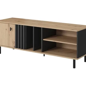 Bestpreis RTV Schrank Meran 138 cm Eiche artisan / anthrazit modernes Design praktische Lösung für Wohnzimmer und Wohnbereich
