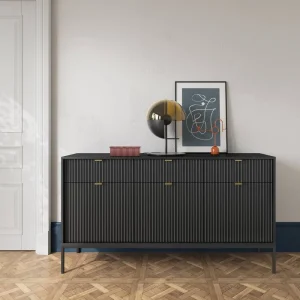 Bestpreis Kommode mit Schubladen Lovro 154 cm schwarz modernes Design wird die Liebhaber von markanten Interieurs begeistern