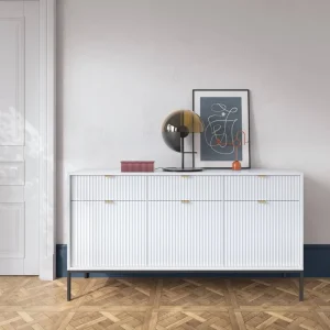 Kommode mit Schubladen Lovro 154 cm weiß modernes Design wird die Liebhaber von markanten Interieurs begeistern Garantierte Lieferung