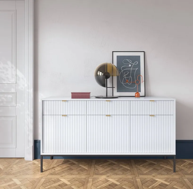 Kommode mit Schubladen Lovro 154 cm weiß modernes Design wird die Liebhaber von markanten Interieurs begeistern Garantierte Lieferung