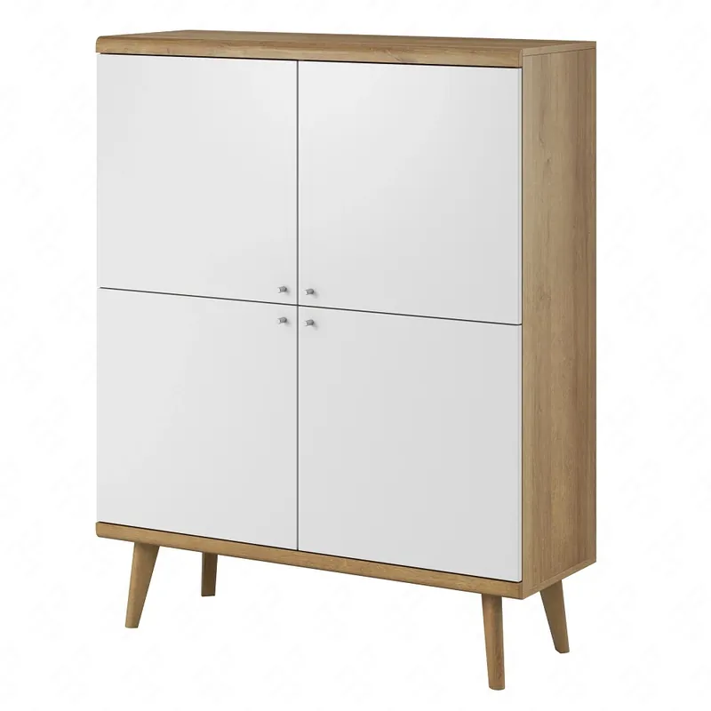 Top-Seller Primo 107 cm Eiche riviera / weiß modernes Design im skandinavischen Stil Kommode umrandet mit speziellem ABS-Furnier