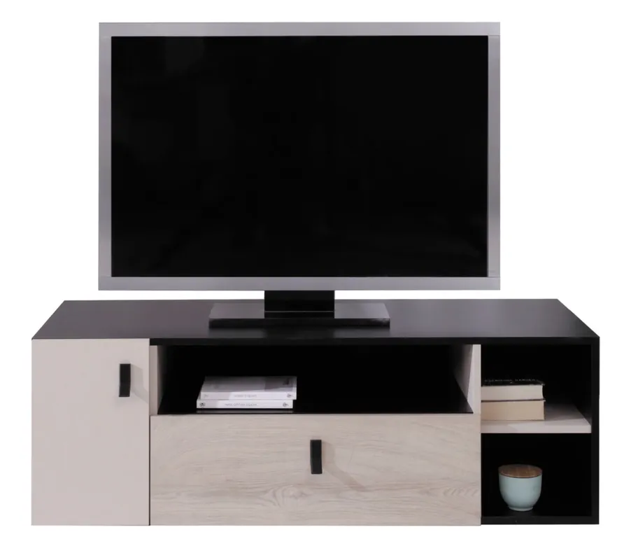 TV-Schrank Niko 120 cm schwarz / Eiche / beige ideal für das Jugendzimmer TV-Schrank in Originalfarben Jetzt Kaufen