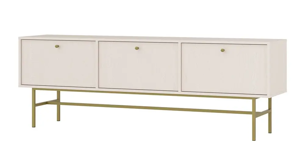 RTV-Schrank Kioto III 180 cm beige stilvolles Design Metallrahmenschrank mit nach unten öffnenden Türen gedeckte Farben Meistverkauft