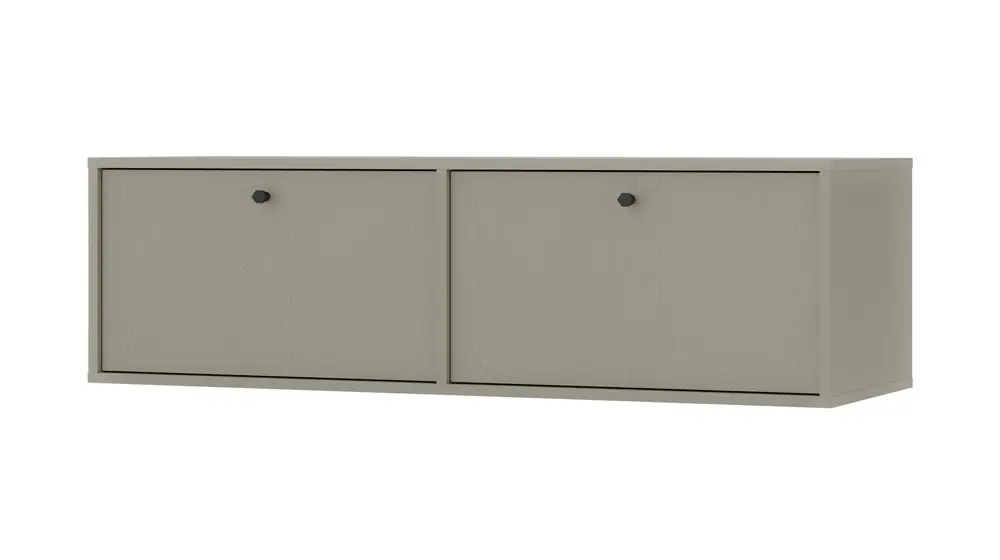 RTV Schrank Kioto IV 121 cm eukalipptus eleganter Schrank mit nach unten öffnenden Türen gedeckte Farben schwarze Metallgriffe Meistverkauft