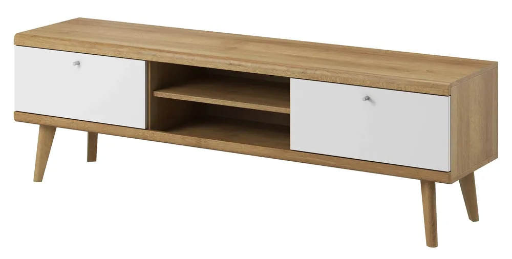 Finale Aktion RTV Primo 160 cm Eiche riviera / weiß modernes Design-Möbel im skandinavischen Stil Kante mit Spezialfurnier umrandet