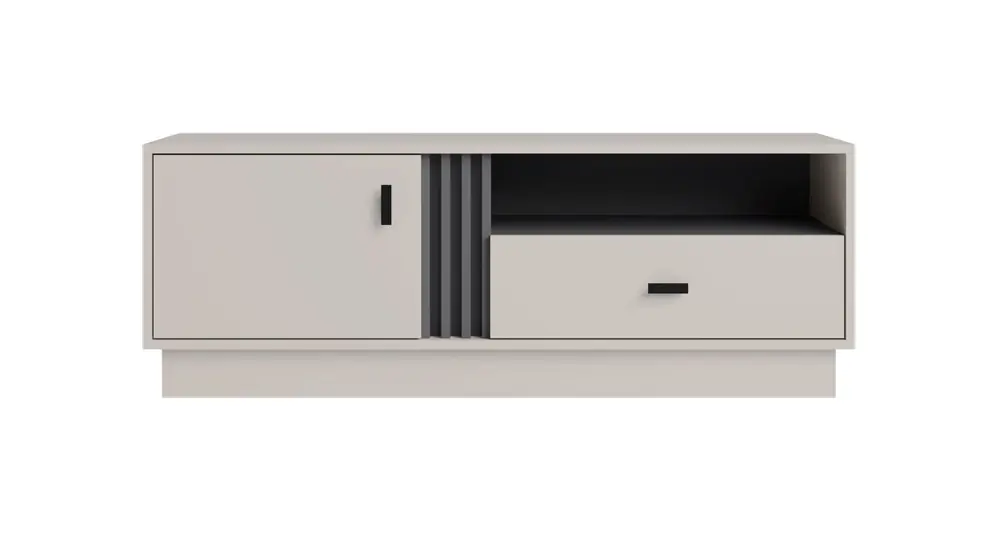 Neue Kollektion R=TV Schrank Estan 125 cm beige / anthrazit modernes Möbeldesign hochwertige Verarbeitung Regalkante mit Spezialfurnier verarbeitet
