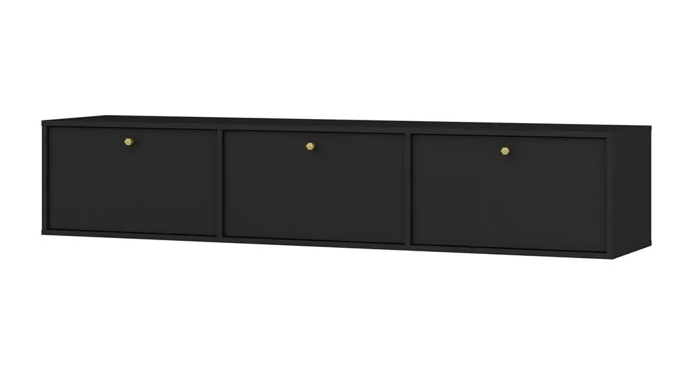 Kioto IV RTV-Wandschrank 180 cm schwarz graphit stilvolles Design mit zeitlosen Farben Türen öffnen nach unten Schnäppchen