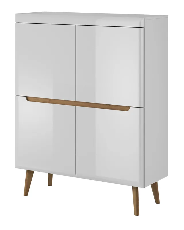 107 cm hohe Kommode Atka weiß / weiß glänzend / Eiche riviera modernes Möbeldesign Kommodenkanten mit speziellem ABS-Furnier versehen Rabatt