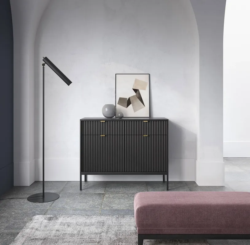 Kommode mit Schubladen Lovro 104 cm schwarz modernes Design wird die Liebhaber von markanten Interieurs begeistern Preisreduziert