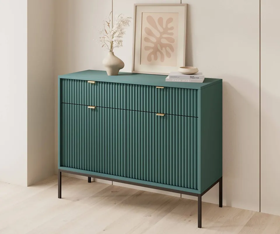 Bestseller Kommode mit Schubladen Lovro 104 cm pastellgrün modernes Design wird die Liebhaber von markanten Interieurs begeistern