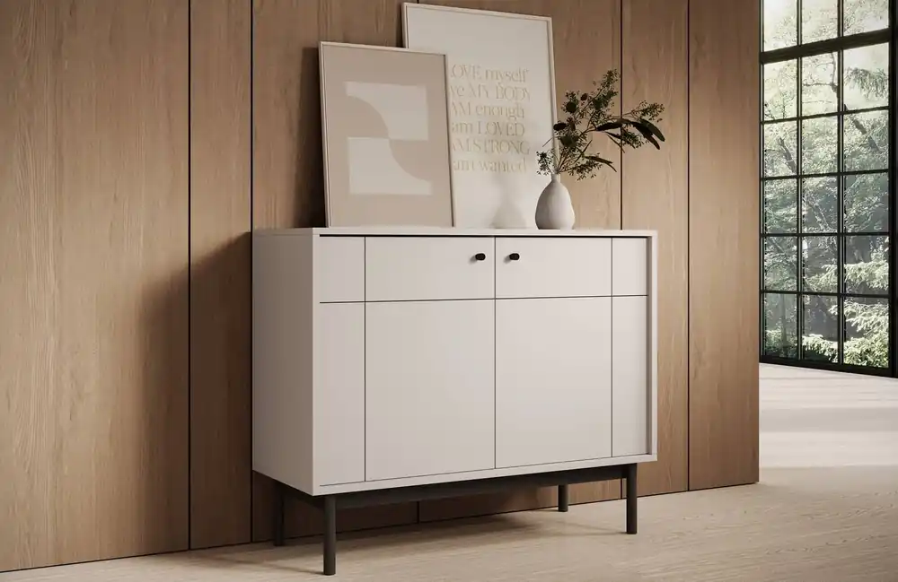 Beliebt Modesta 104 cm Kommode beige minimalistisches Design dezente Metallgriffe perfekter Vorschlag einer Kommode für das Wohn- und Schlafzimmer