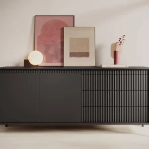 Kommode Sesti 187 cm schwarz funktionelle und geräumige Kommode mit einem einzigartigen Design ideal für das Wohnzimmer Schlafzimmer oder Flur Jetzt Bestellen