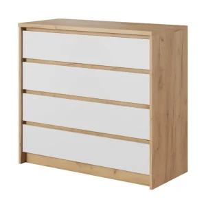 Kommode Novi 93 cm Eiche craft gold / weiß Funktionsmöbel in zeitlosem Design ideale Kommode für Schlafzimmer oder Wohnzimmer Sale
