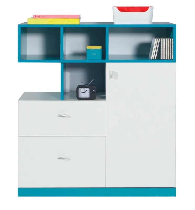 Kommode Mobi 90 cm weiß/türkis ideal für ein Jugend- oder Kinderzimmer Neu