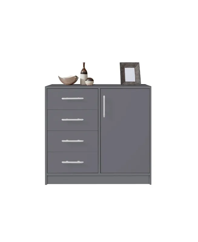 Zertifiziert Kommode mit Schubladen Caspe 90 cm anthrazit modernes Möbeldesign Kommodenkante mit speziellem ABS-Furnier verarbeitet