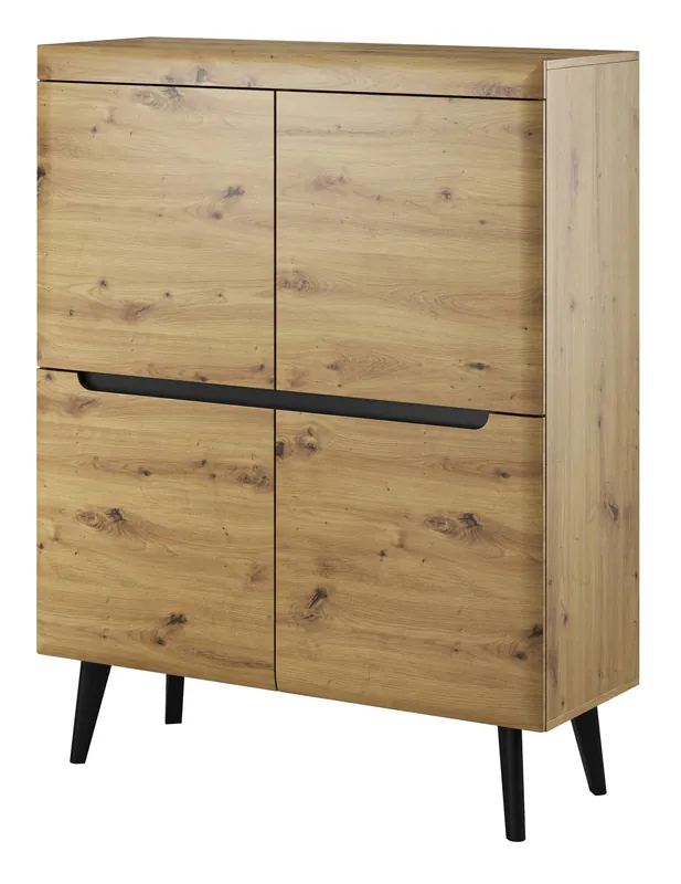 Hohe Kommode Atka 107 cm Eiche handwerklich / schwarz modernes Design Möbel Kante mit speziellen ABS-Furnier getrimmt Billig