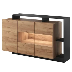 Aktuell Kommode Elma 155 cm Eiche handwerklich gold / anthrazit modernes Möbeldesign Kommodenrand mit speziellem ABS-Furnier veredelt