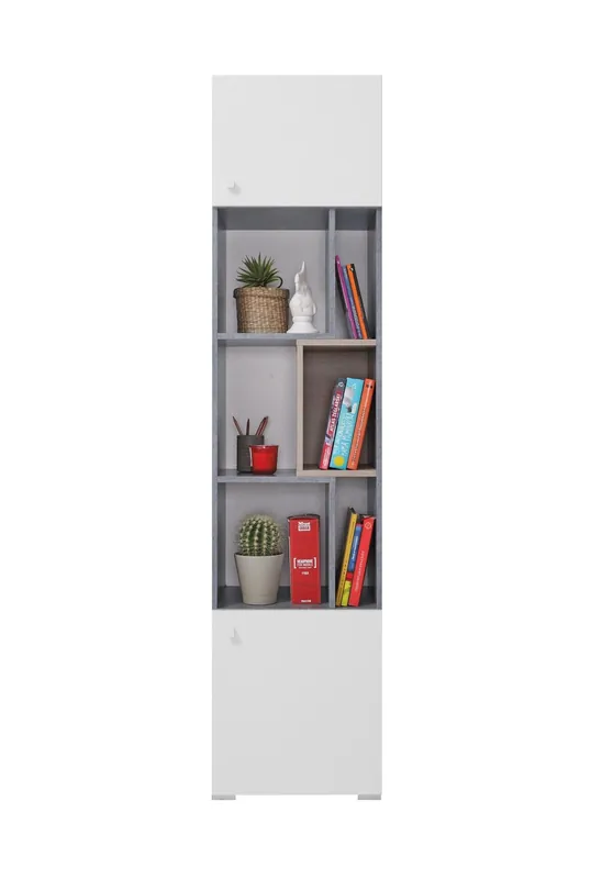Regal Epsilon 45 cm Beton / weiß / Eiche ideal für das Jugendzimmer stilvolle und funktionale Bücherregal Super-Preis