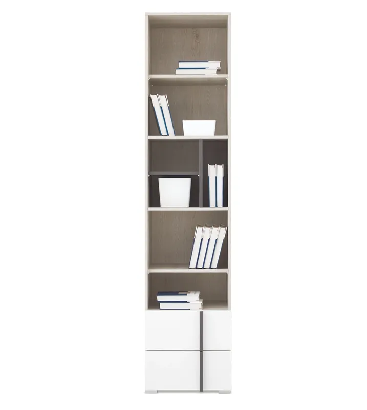 Highlight Bücherregal Remona 45 cm Eiche wilton weiß / weiß ideal für Jugendzimmer modernes Design geräumiges Bücherregal