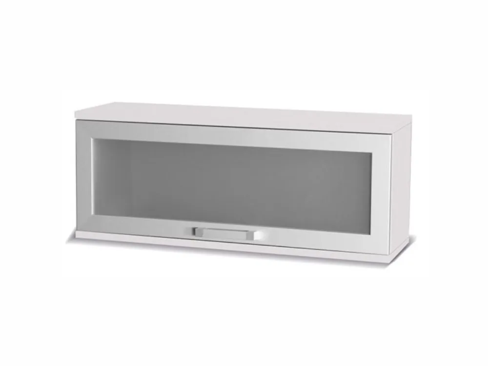 Top-Seller Hängeregal mit Tür Maximus 100 cm weiß modernes Design Einfassung mit speziellen Furnierelementen aus gehärtetem Sicherheitsglas