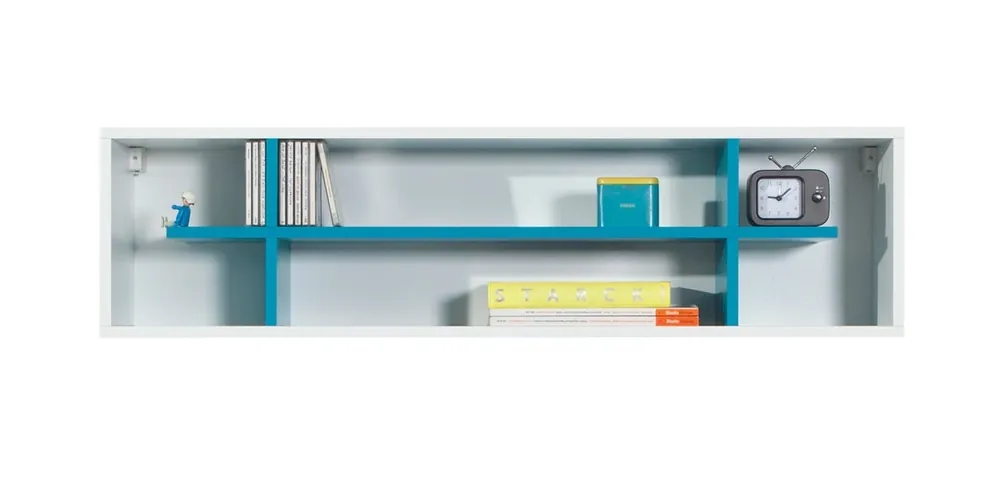Regal Mobi 115 cm weiß/türkis modernes Möbeldesign hochwertige Regalkante mit Spezialfurnier verarbeitet Sonderangebot