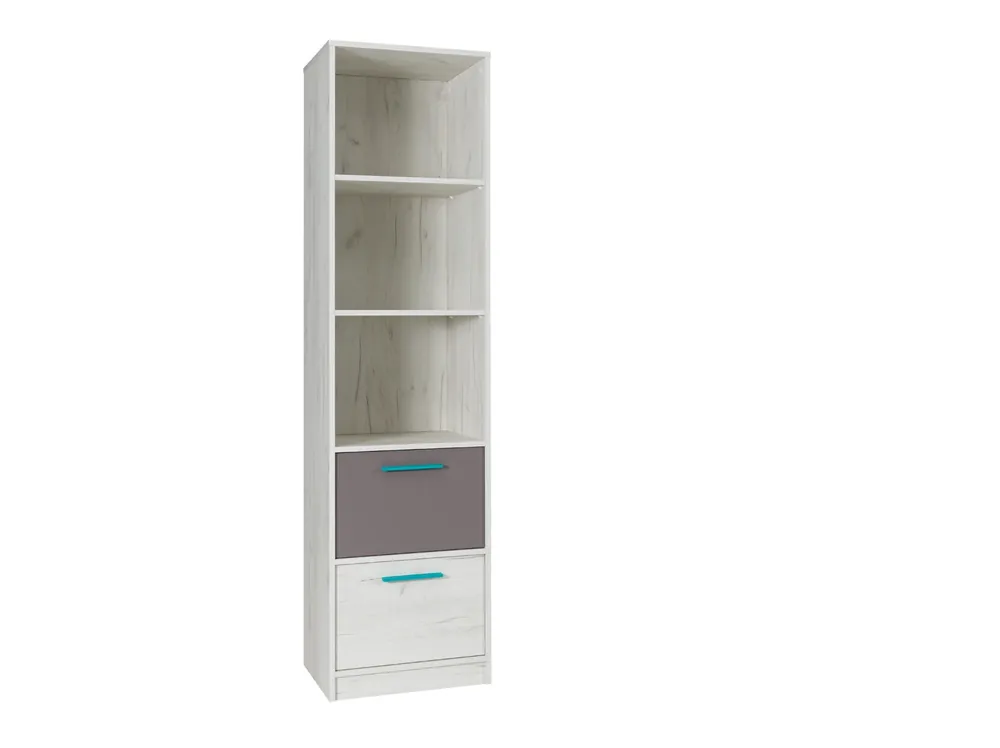 Aktuell Bücherregal mit Schubladen Rest 50 cm Eiche Handwerk weiß / Esche moderne und funktionelle Möbel für das Jugendzimmer