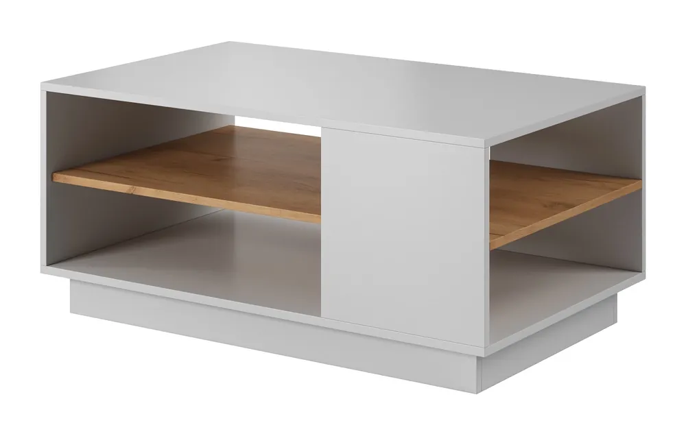 Markenware Couchtisch Space weiß / Eiche Handwerk Gold modernistisches Design und moderne Form der Möbel auslaufsicher oben