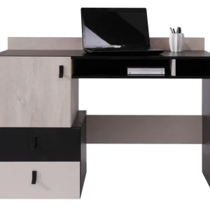 Schreibtisch mit Schubladen Niko 125 cm schwarz / Eiche / beige stilvoll und funktionell für das Jugendzimmer Billig