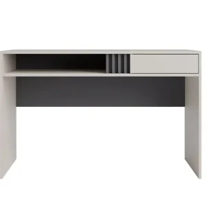 Schreibtisch mit Schublade Estan 120 cm beige / anthrazit modernes Möbeldesign Schreibtischkanten mit einem speziellen Furnier versehen Wochenendangebot