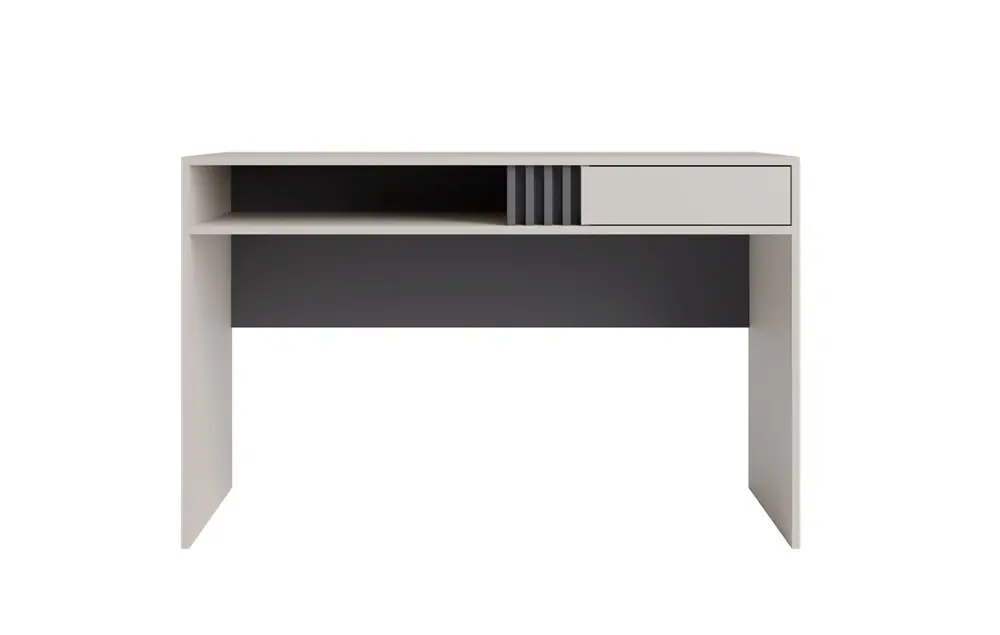 Schreibtisch mit Schublade Estan 120 cm beige / anthrazit modernes Möbeldesign Schreibtischkanten mit einem speziellen Furnier versehen Wochenendangebot