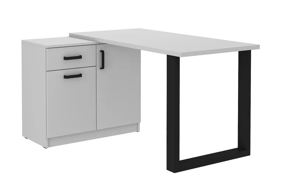Top-Preis Makana Eckschreibtisch hellgrau Kommode mit Schublade und Fächern stilvolles und funktionelles Möbelstück mit 28mm Platte