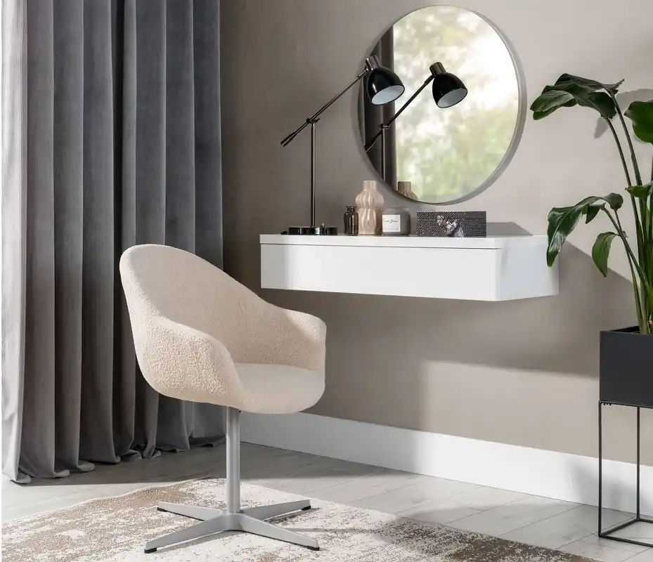 Toilette Navene 100 cm weiß glänzend funktionelles und vielseitiges Accessoire macht es einfach, Kosmetika und Schmuckstücke zu organisieren stilvoller Schminktisch mit Spiegel Markenprodukt