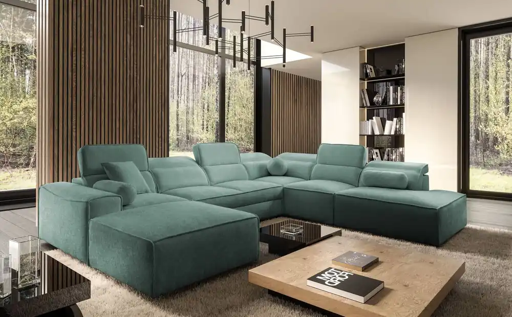 Ecksofa mit Schlaffunktion Viano X patina linke Seite Designer Ecksofa für Wohnzimmer im modernen Stil verstellbare Kopfstützen Highlight