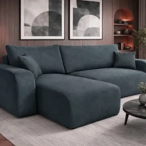 Ecksofa mit Schlaffunktion Fiesta dunkelgraues Universal Ecksofa mit Plüschstoff-Bettkasten Nur Für Kurze Zeit