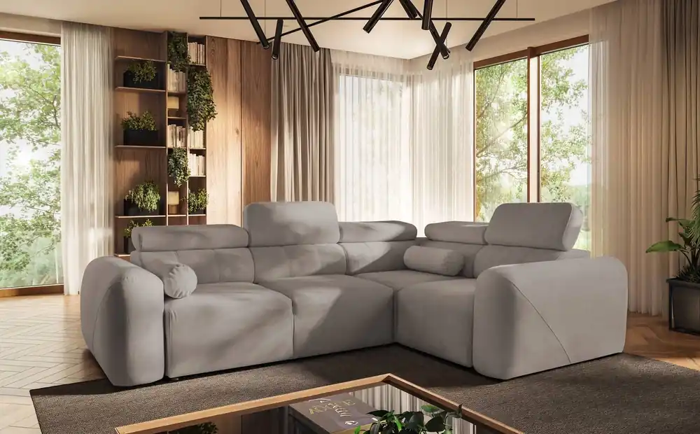 Ecksofa mit Schlaffunktion Cantare II grau Esche rechts bequemes Ecksofa für Wohnzimmer mit stilvollem Charakter weicher Stoff Neu Im Sortiment