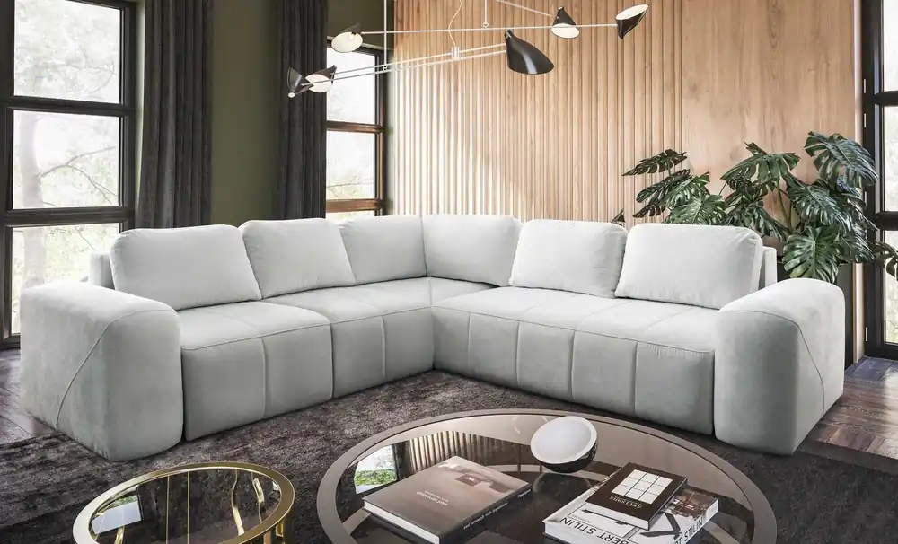 Preisreduziert Ecksofa mit Schlaffunktion Bovec III ecru links äußerst stilvolles Ecksofa perfekt für ein geräumiges Wohnzimmer