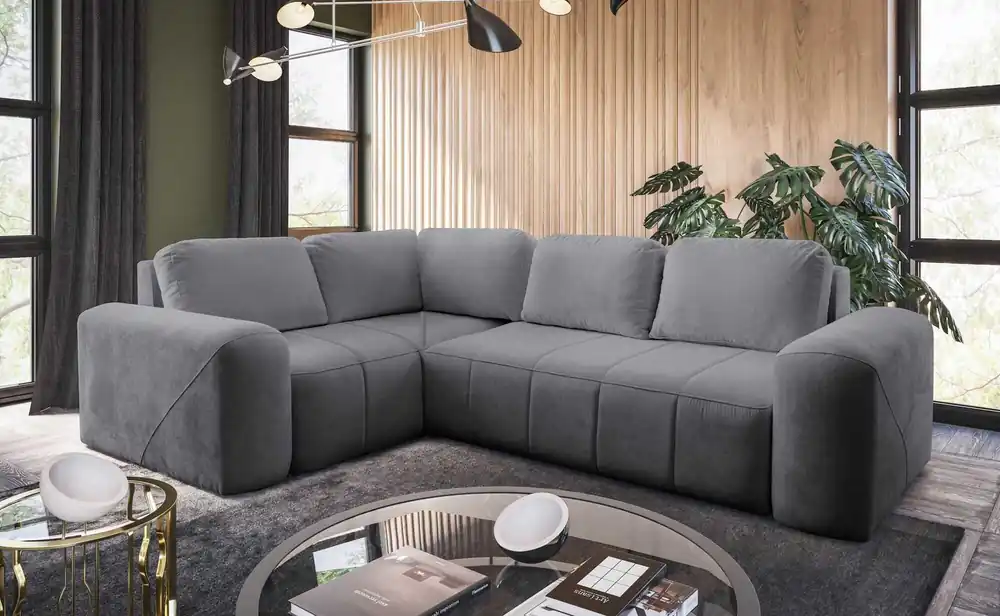 Ecksofa mit Schlaffunktion Bovec II grau links Komfort-Ecksofa mit einem stilvollen Charakter-Bettcontainer Angebot