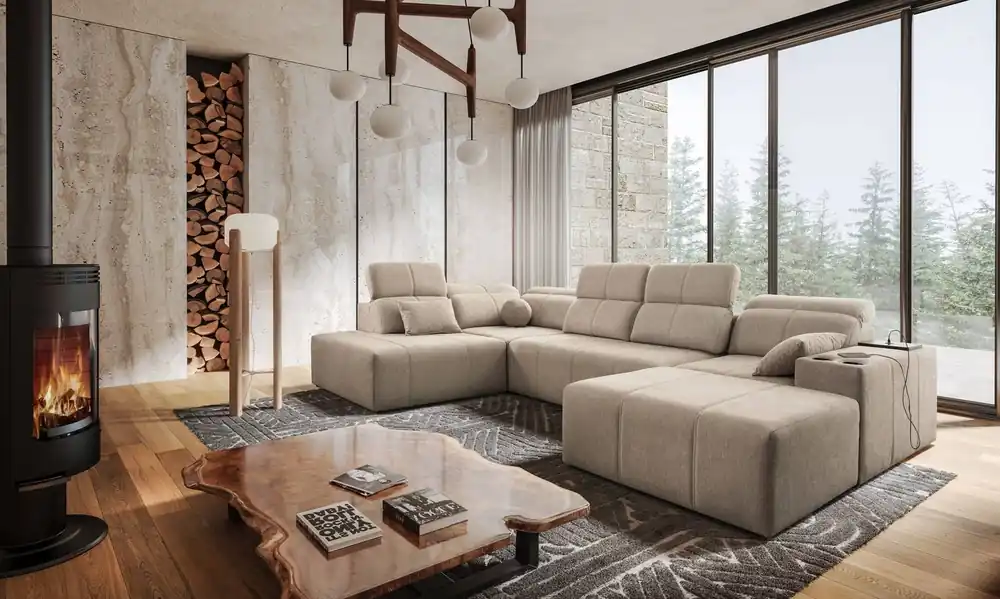 Ecksofa mit Schlaffunktion Tesalia VI beige rechts modernes und bequemes Ecksofa mit Schiebefunktion der Rückenlehne Direkt Vom Hersteller