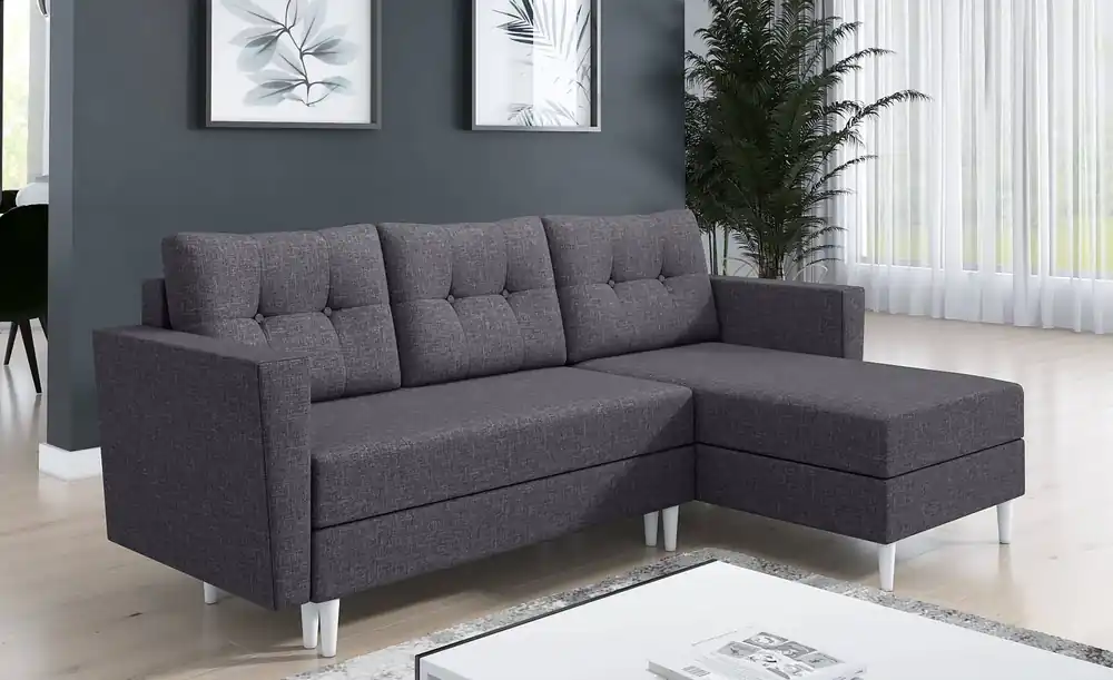 Beliebt Ecksofa mit Schlaffunktion Telsze graphit universal elegantes Ecksofa in skandinavischer Form großes Bettzeugfach