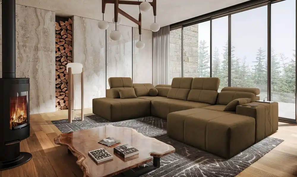 Mega-Angebot Ecksofa mit Schlaffunktion Tesalia VI braun rechts modernes und bequemes Ecksofa mit Schiebefunktion der Rückenlehne