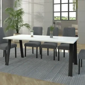 Malden Tisch 185x90 cm weiß/schwarz schlichte Form der Möbel mit stilvollen schwarzen Beinen im Loft-Stil angereichert auslaufsichere Platte Top-Seller