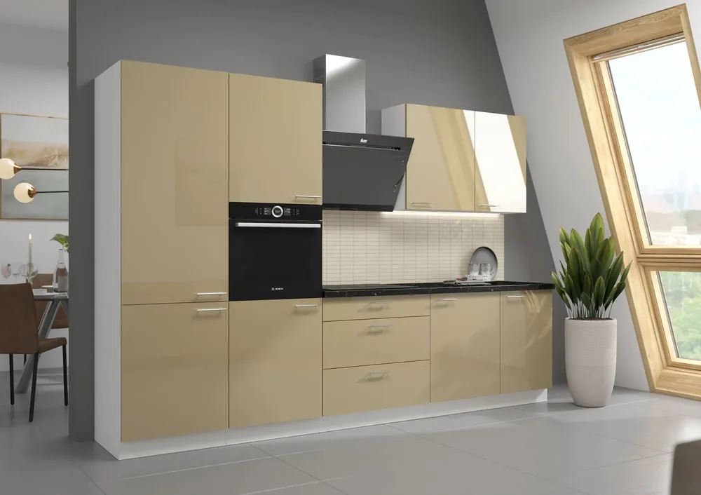 Sonderangebot Nalo Küchenmöbel Set 310 cm glänzende Fronten einzigartiger Stil der Schränke passt zu jedem Stil Küche