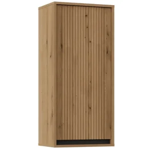 Hängeschrank Osaka 46 cm Eiche evoke / schwarz minimalistisches Design stilvolle Vitrine für das Wohnzimmer geschmackvolle geriffelte Front Meistverkauft