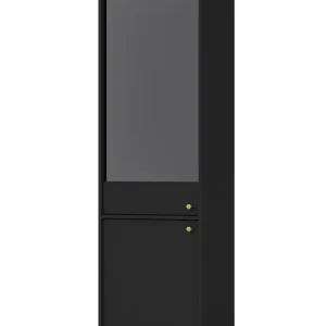 Neu Kioto II 52 cm schwarz graphit stilvolles Design sichere Vitrine aus gehärtetem Glas auf goldenen Metallfüßen