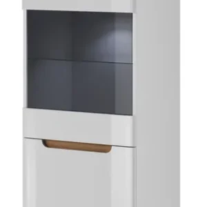 Zertifiziert 53 cm Atka 53 cm weiß / weiß glänzend / Eiche riviera modernes Design im skandinavischen Stil ausgestattet mit einem leisen Türschließsystem
