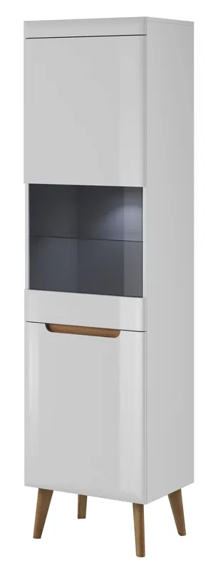 Zertifiziert 53 cm Atka 53 cm weiß / weiß glänzend / Eiche riviera modernes Design im skandinavischen Stil ausgestattet mit einem leisen Türschließsystem