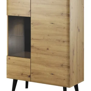 Atka 90 cm Unterschrank Eiche artisan / schwarz modernes Design im skandinavischen Stil, ausgestattet mit einem leisen Türschließsystem Begrenztes Angebot